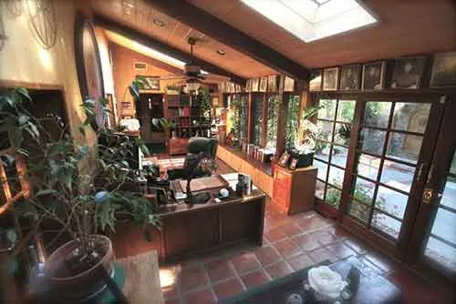 An office with garden windows at The Enchanted Manor