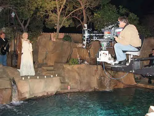 A camera crane over the grotto pool at The Enchanted Manor