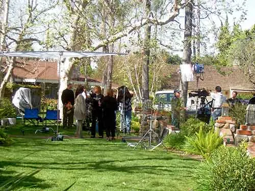 A production set up on the front lawn at The Enchanted Manor