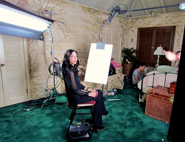 Studio lighting in a bedroom set at The Enchanted Manor