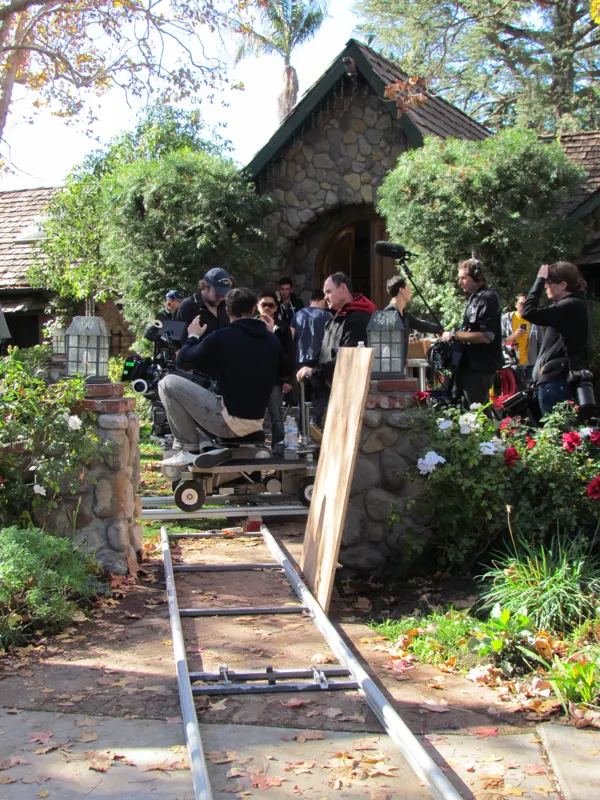 Dolly track laid through the garden at The Enchanted Manor